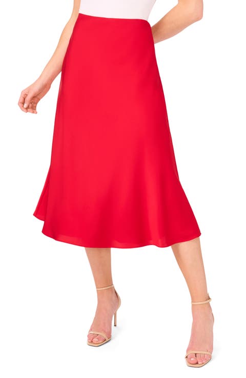 Bias Cut Satin Midi Skirt