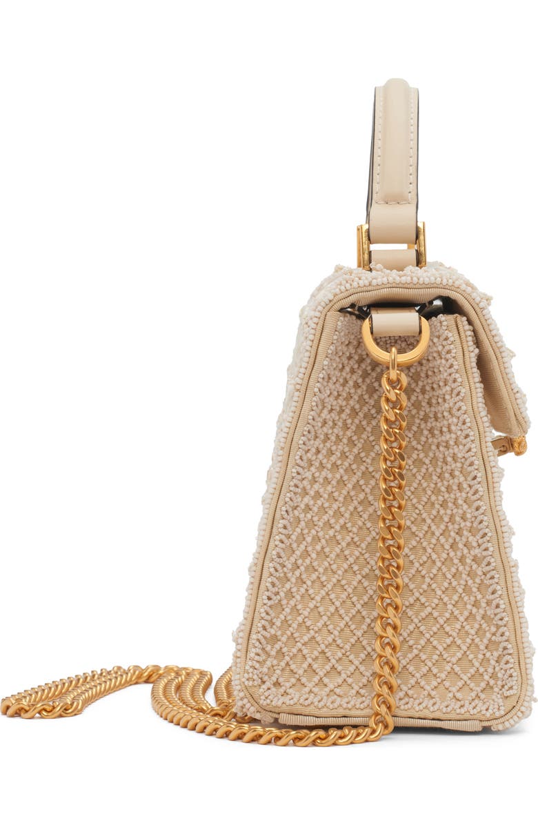 Valentino Garavani Mini Vsling Embroidered Moiré Top Handle Bag, Alternate, color, White/ Cream