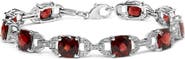 Haus of Brilliance Silver Garnet & Diamond Accent Tennis Link Bracelet