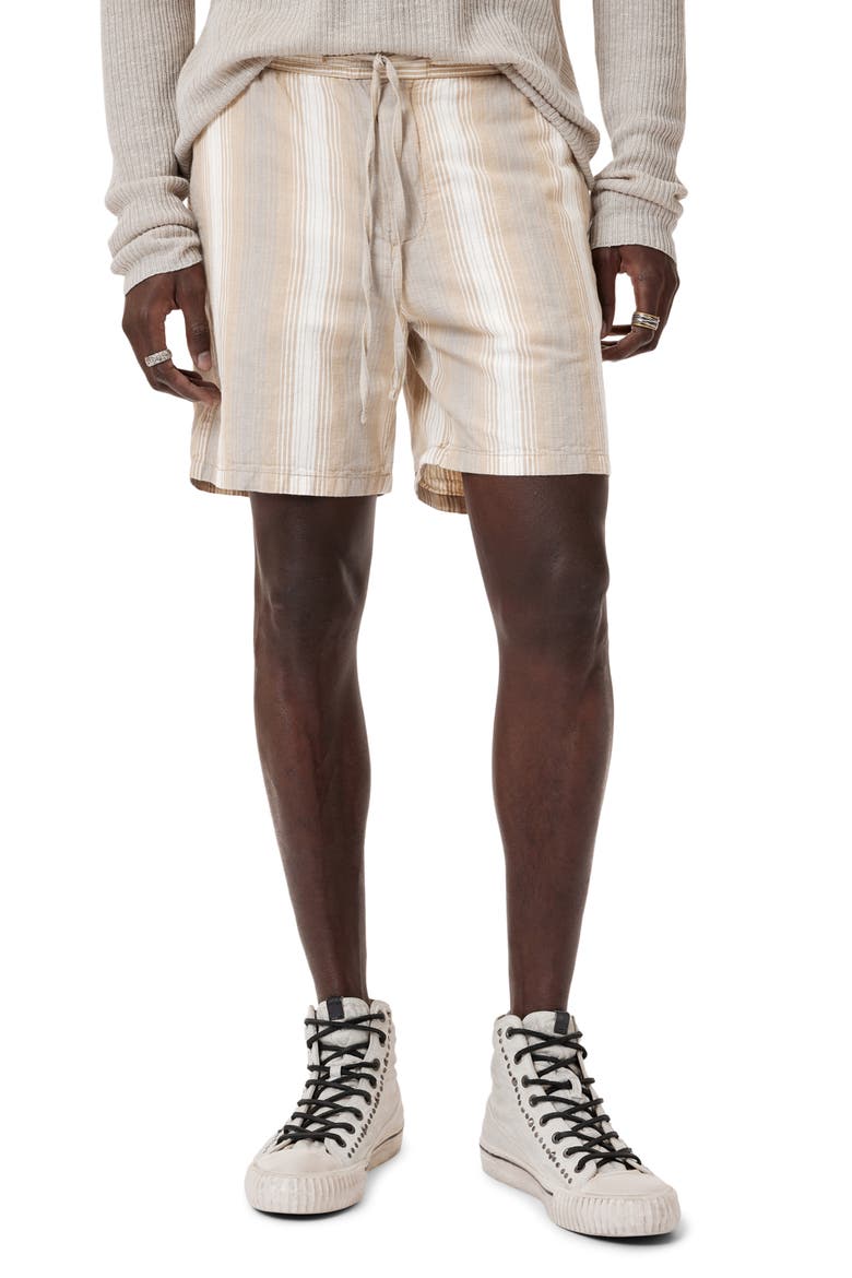 Stripe Cotton & Hemp Drawstring Shorts, Main, color, CHALK