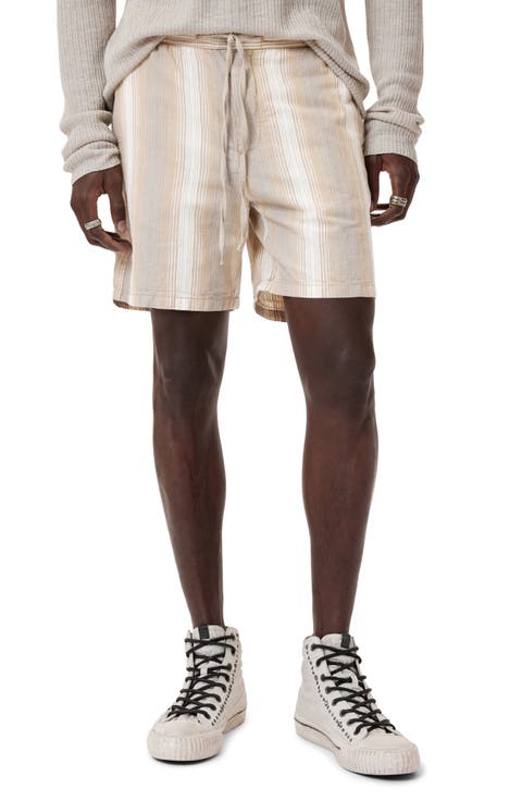 Stripe Cotton & Hemp Drawstring Shorts