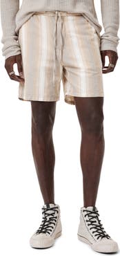 John Varvatos Stripe Cotton & Hemp Drawstring Shorts