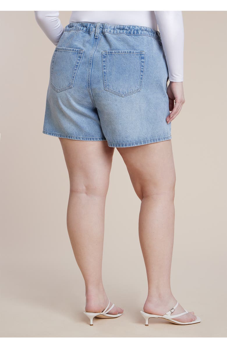 ELOQUII Drawstring Relaxed Denim Short, Alternate, color, Light Wash