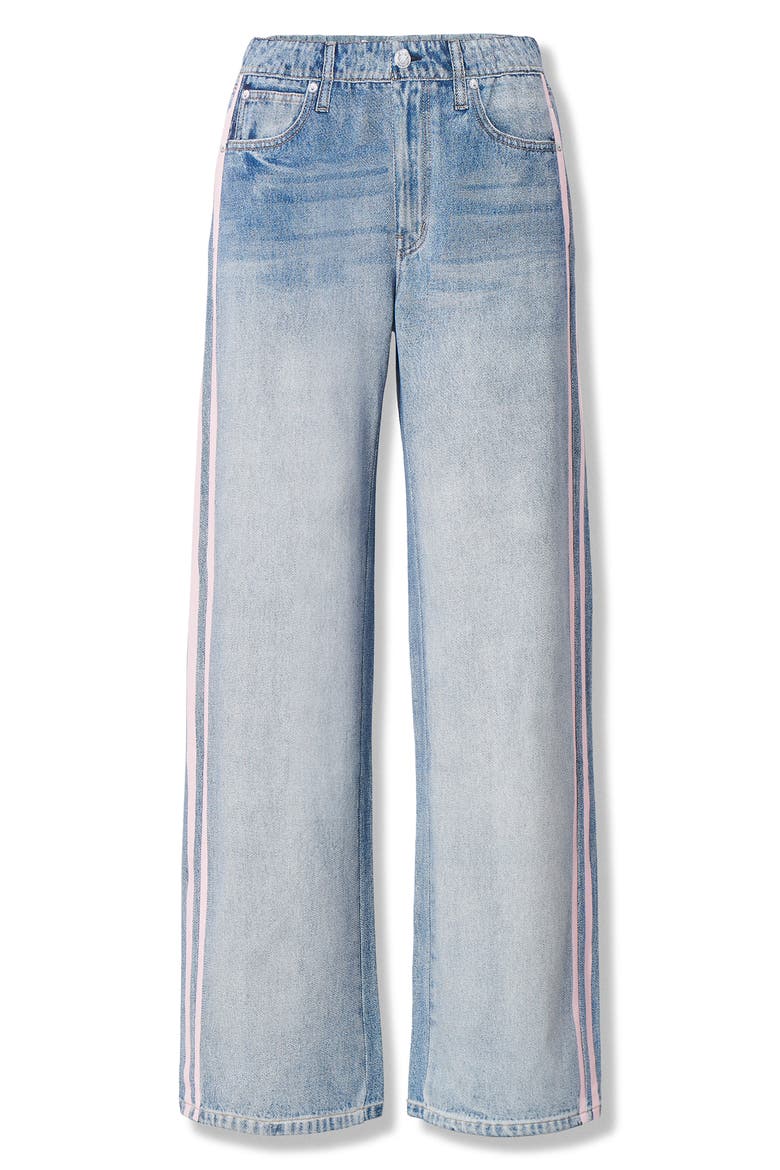 rb Miramar Track Stripe Cotton Terry Sweatpant Jeans, Alternate, color, BLUE/ PINK STRIPE