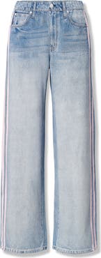 rag & bone rb Miramar Side Stripe High Waist Wide Leg Cotton Terry Sweatpant Track Pants