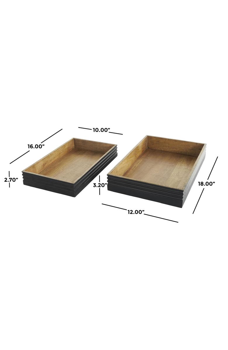 UMA Set of 2 Wooden Trays, Alternate, color, Brown Multi