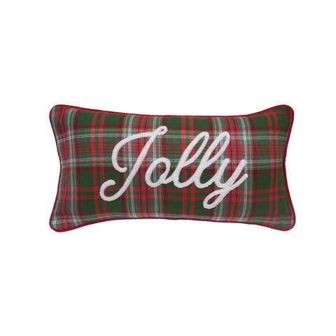 Plaid Typographical Decorative Throw Pillows