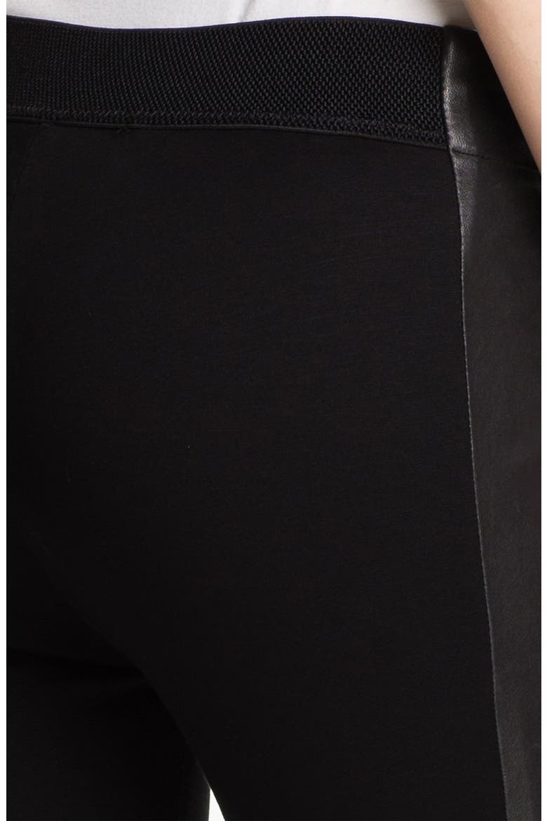 'Renard' Leather Tuxedo Stripe Leggings, Alternate, color, BLACK