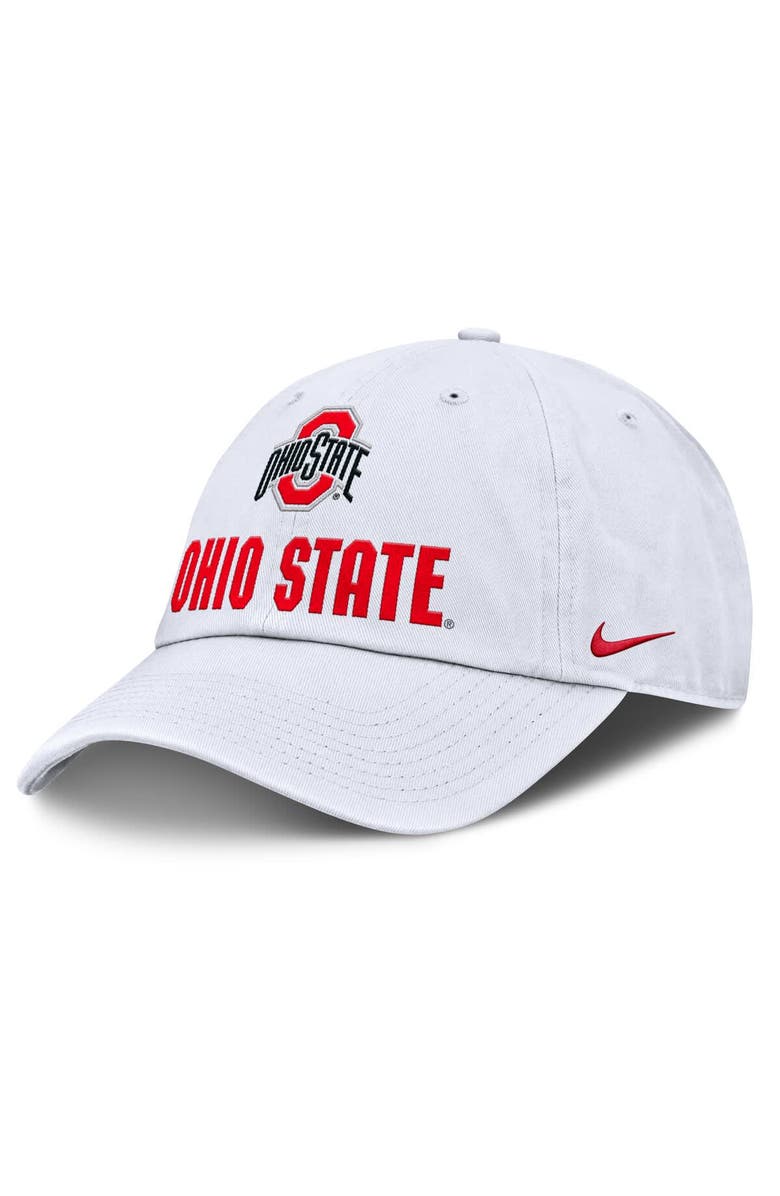 Nike Men's Nike White Ohio State Buckeyes 2025 Sideline Club Adjustable Hat, Main, color, 
