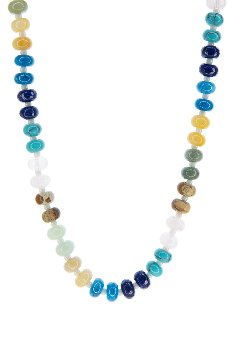 MARLYN SCHIFF Rondelle Picture Jasper Beaded Necklace, Main, color, Blue Multi