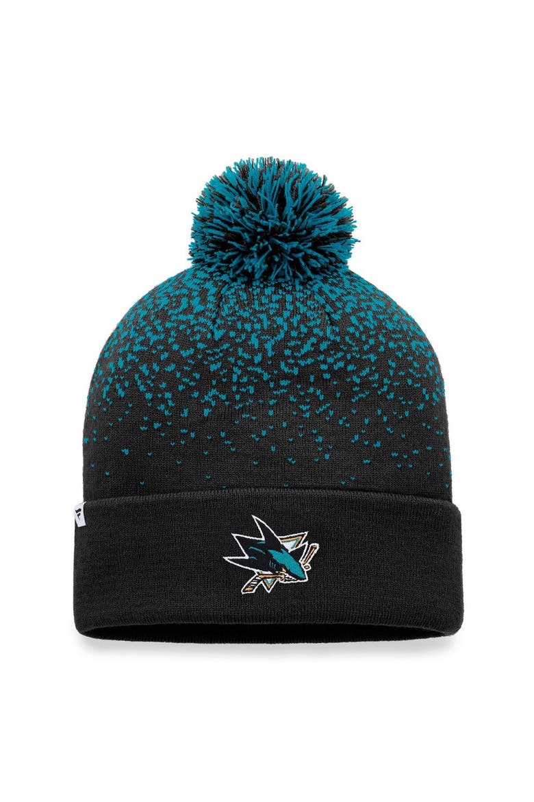 Men's Fanatics Branded Black San Jose Sharks Iconic Gradient Cuffed Knit Hat with Pom, Alternate, color, Black