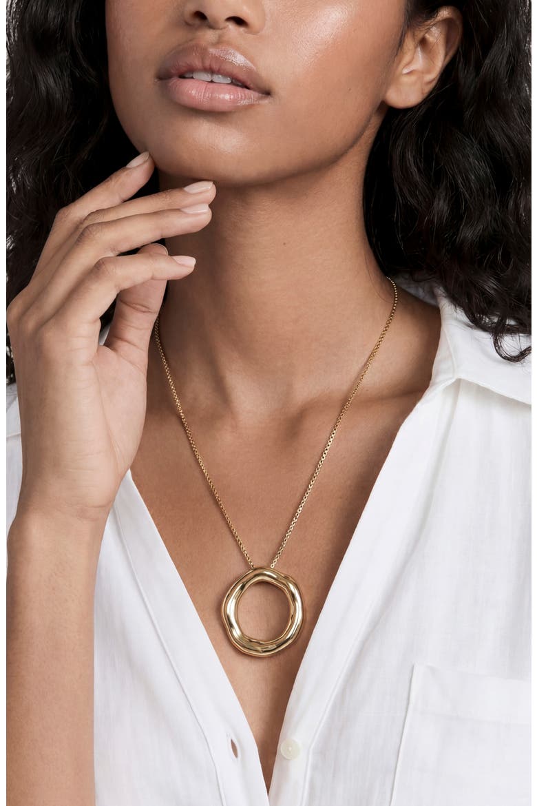 Open Circle Pendant Necklace, Alternate, color, GOLD