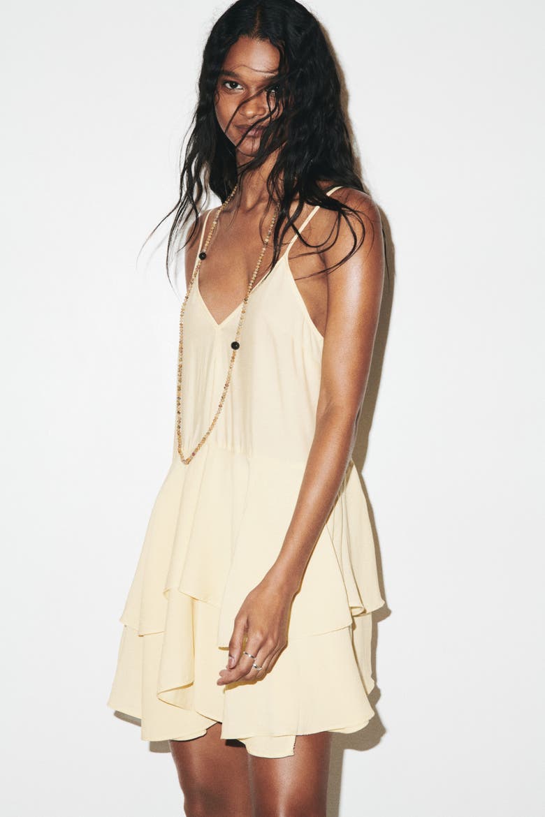 Tiered Viscose-blend Dress, Alternate, color, Pale yellow