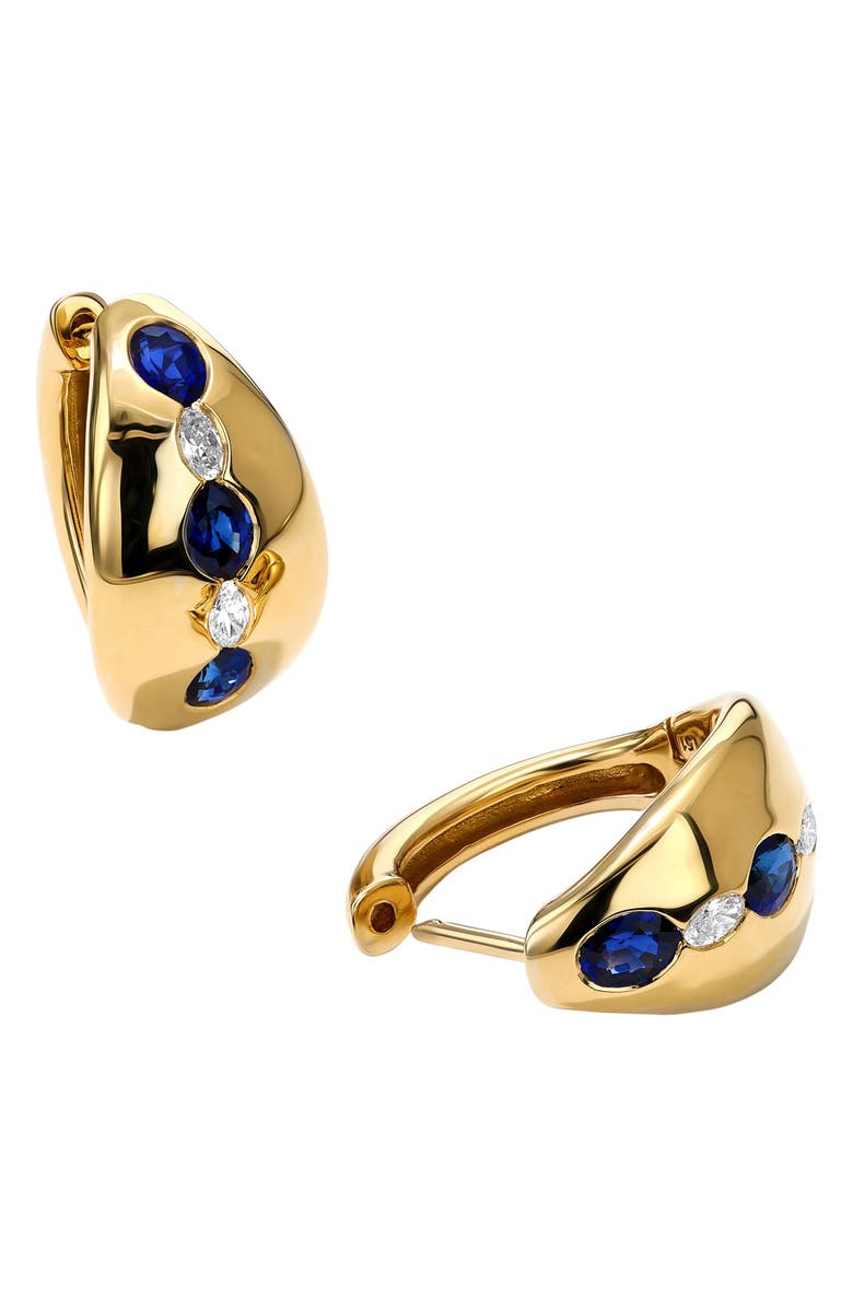 Mark Henry Oval Sapphire & Diamond Huggie Hoop Earrings, Alternate, color, Sapphire