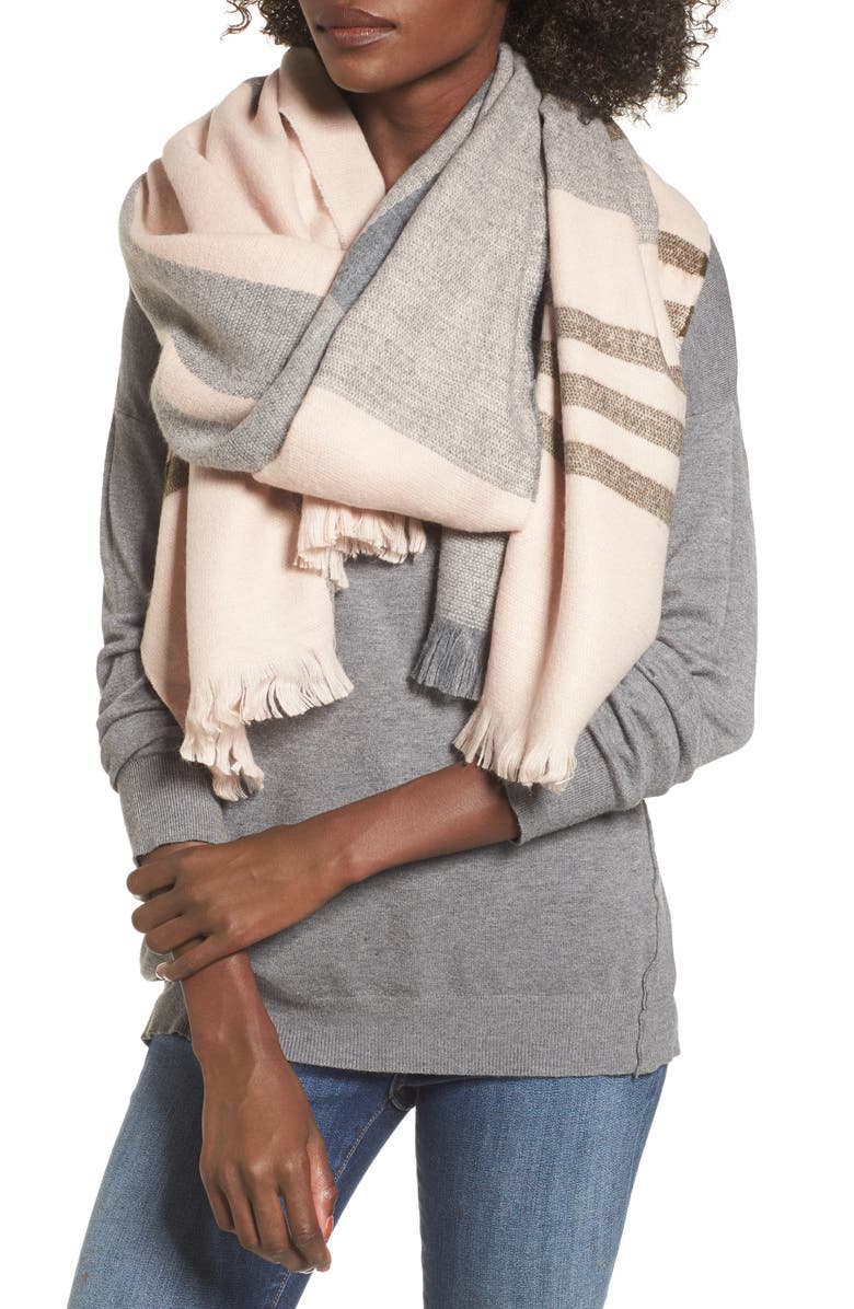 Sole Society Classic Plaid Blanket Scarf, Main, color, 