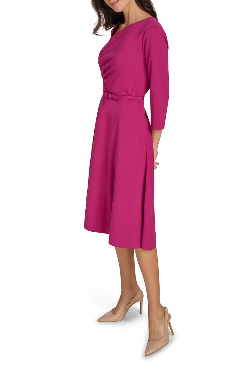 Calvin Klein Asymmetric Neck Fit & Flare Dress, Alternate, color, 