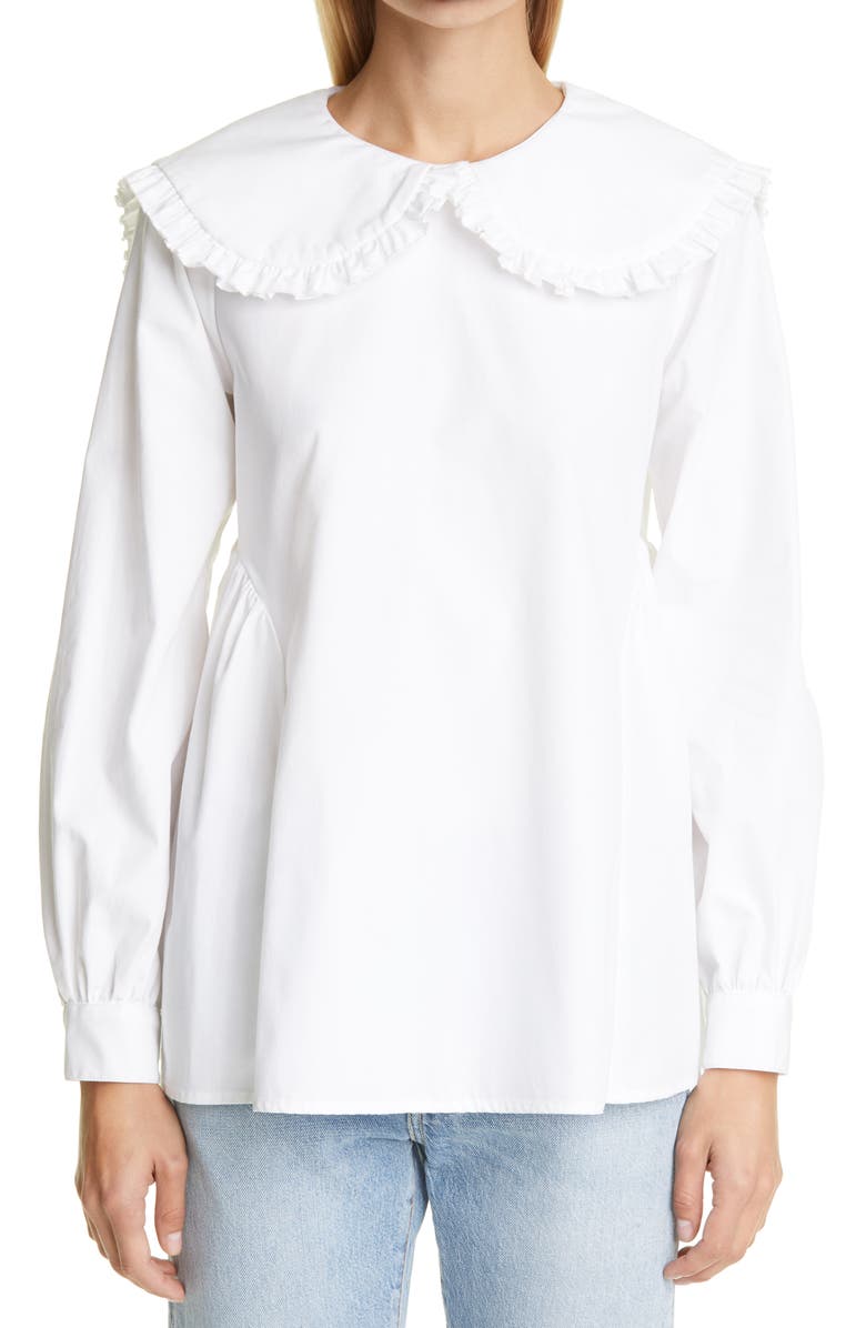 Sandy Liang Laurie Tie Back Poplin Blouse, Main, color, 