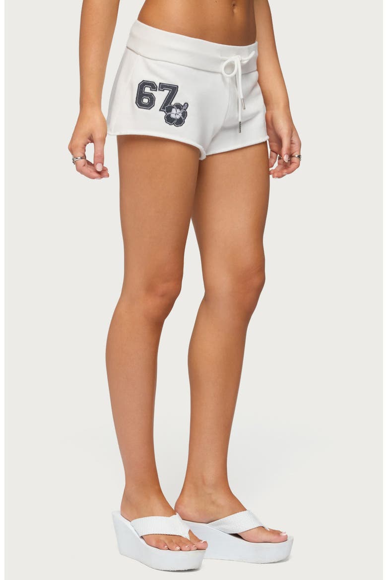 Hibiscus Graphic Micro Shorts, Alternate, color, WHITE