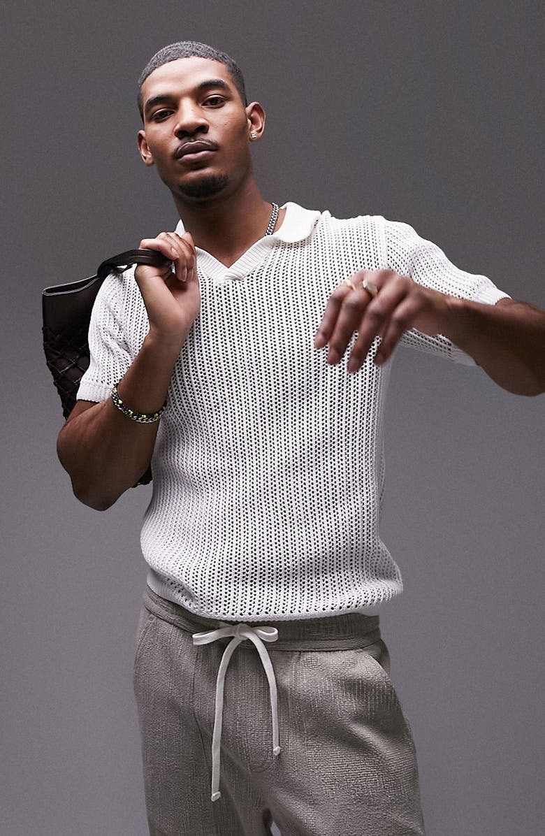 Topman Crochet Polo, Main, color, 