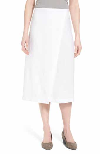 Eileen Fisher Organic Linen Wrap Front Midi Skirt