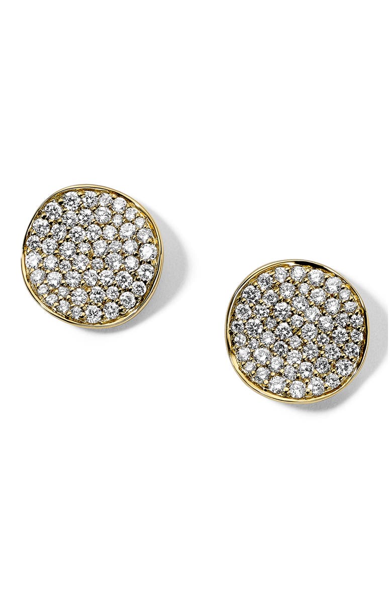 Stardust Small Flower Diamond Disc Stud Earrings, Main, color, GREEN GOLD