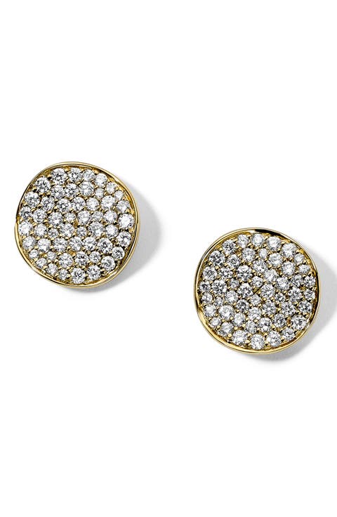 Stardust Small Flower Diamond Disc Stud Earrings