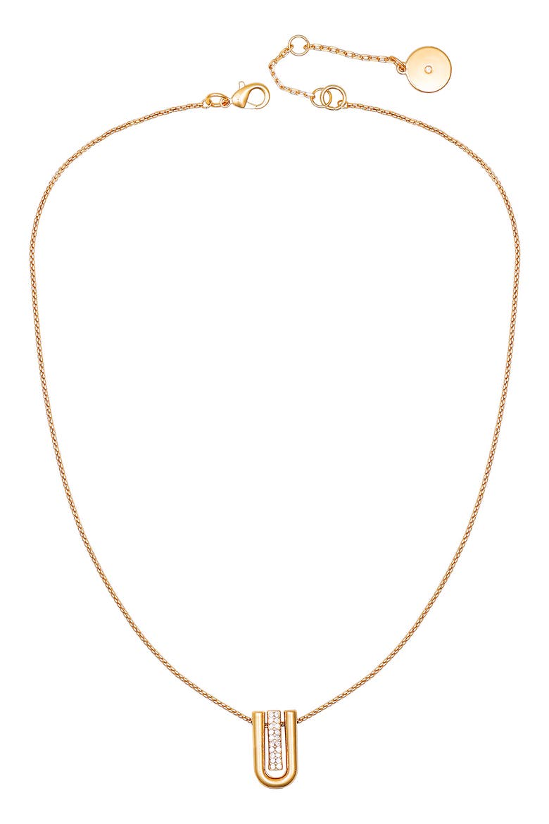 Geo Pavé Pendant Necklace, Alternate, color, GOLD TONE