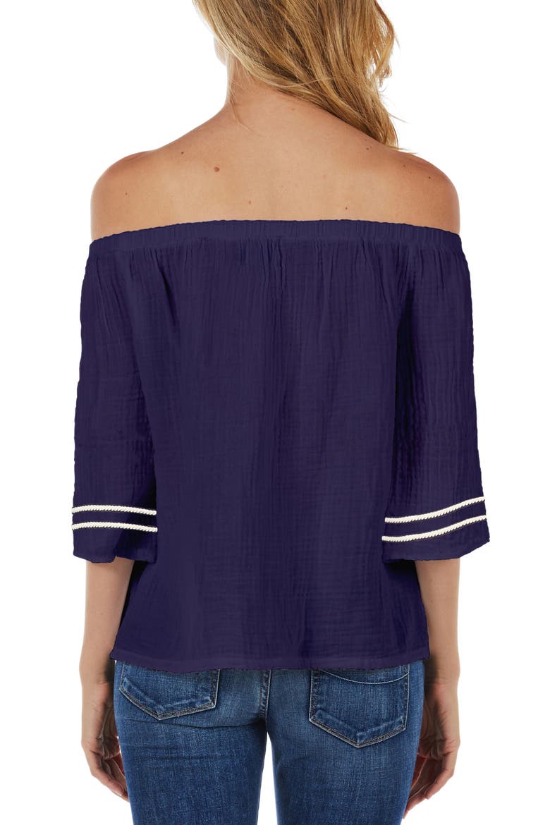 Double Gauze Off the Shoulder Top, Alternate, color, PASSPORT