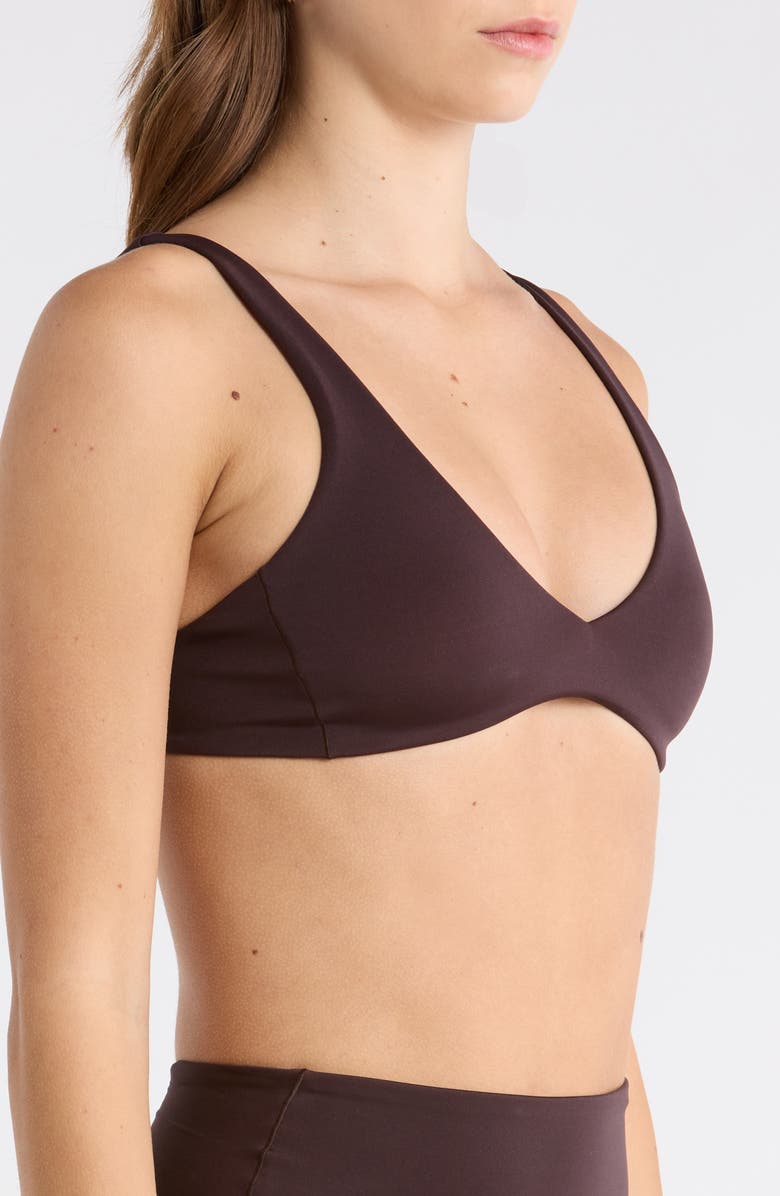 LEFT ON FRIDAY Plunge Bikini Top, Alternate, color, Cold Brew Brown