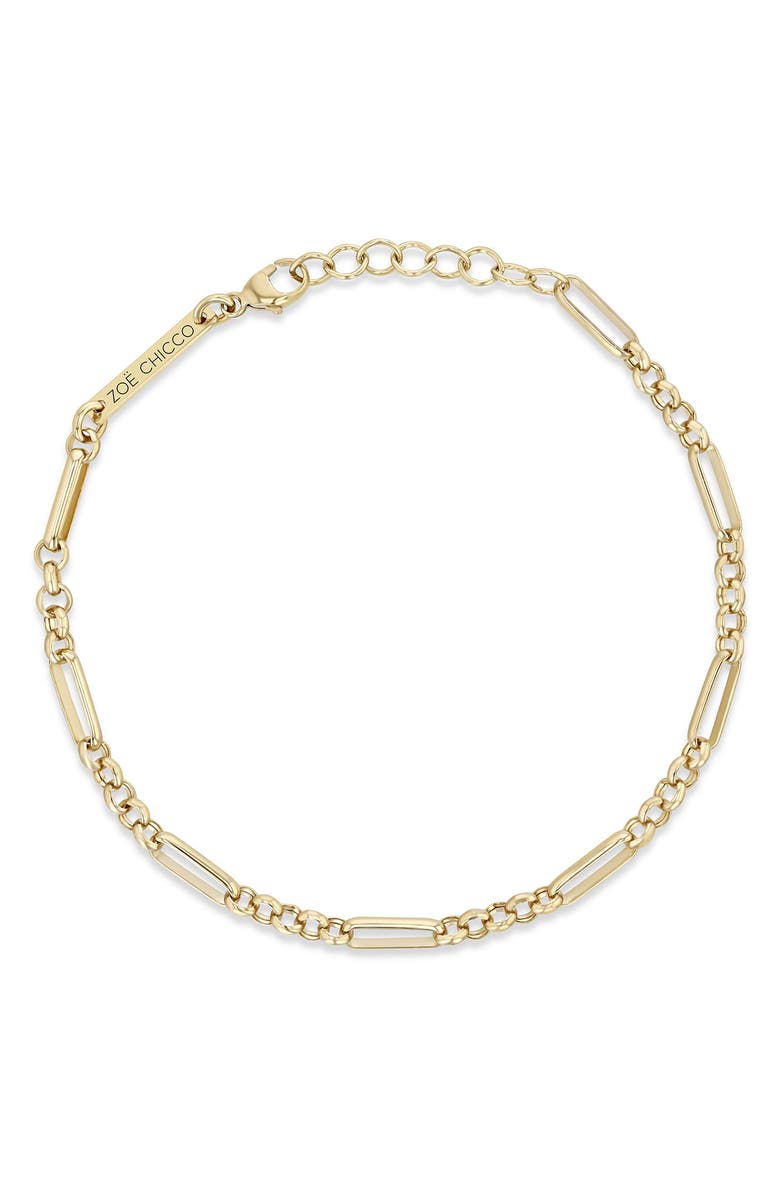 Zoë Chicco 14K Gold Paper Clip Station Chain Bracelet, Alternate, color, Yellow Gold