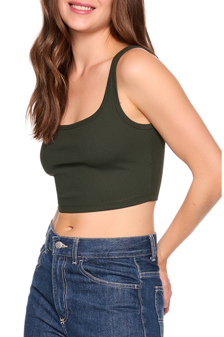 Rib Scoop Neck Crop Tank, Alternate, color, HUNTER GREEN