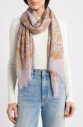 Nordstrom Eyelash Trim Print Cashmere & Silk Wrap
