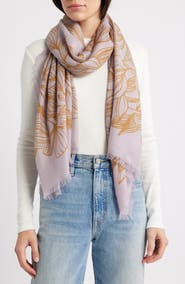 Nordstrom Eyelash Trim Print Cashmere & Silk Wrap