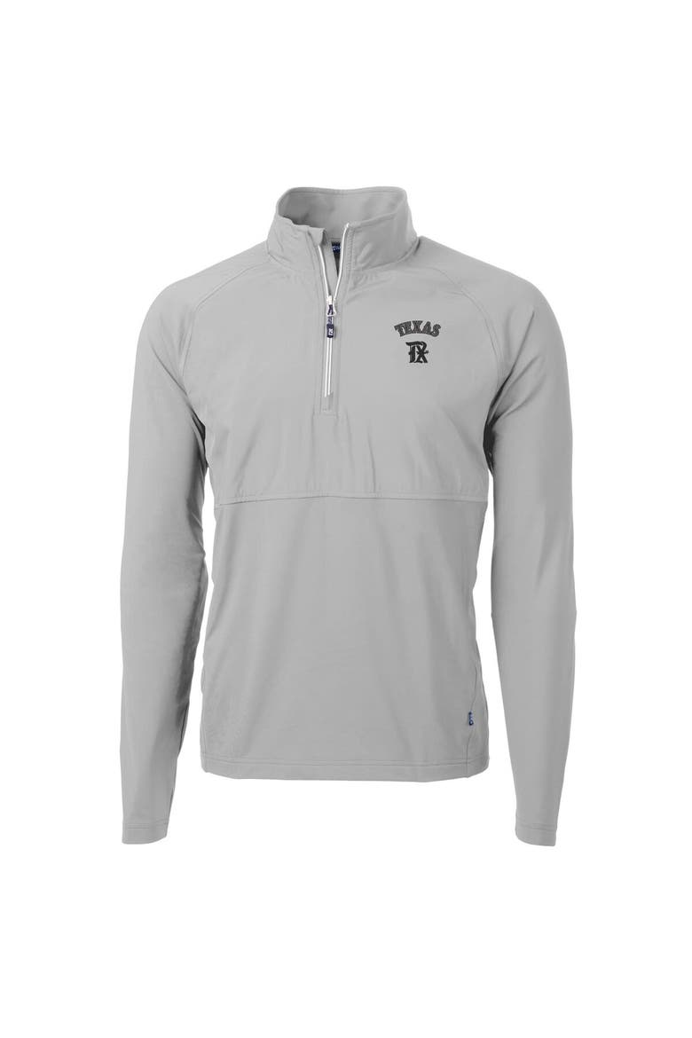 Men's Cutter & Buck Gray Texas Rangers City Connect Adapt Eco Knit Hybrid Recycled Quarter-Zip Pullover Top, Alternate, color, Gray