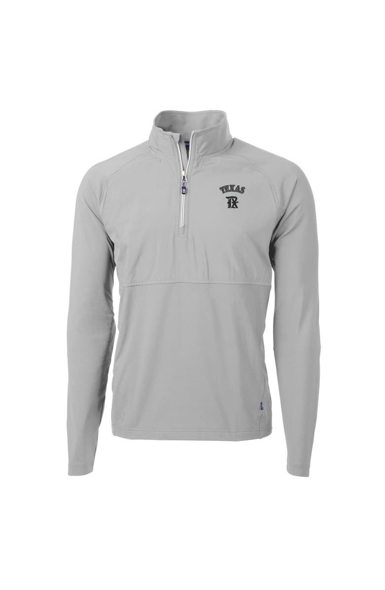 Cutter & Buck Men's Cutter & Buck Gray Texas Rangers City Connect Adapt Eco Knit Hybrid Recycled Quarter-Zip Pullover Top, Alternate, color, 