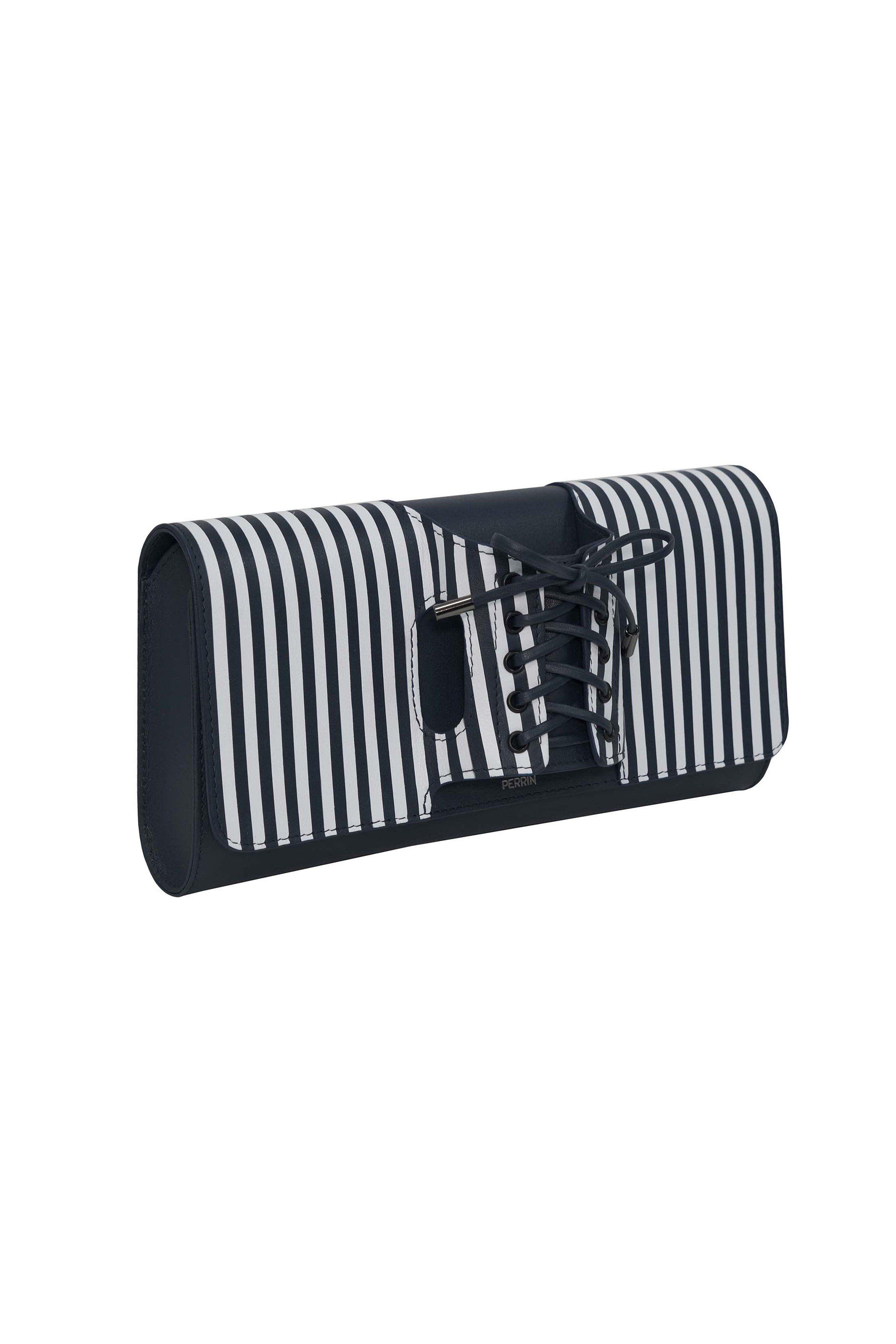 PERRIN PARIS LE CORSET CLASSIC CLUTCH, Alternate, color, Navy White