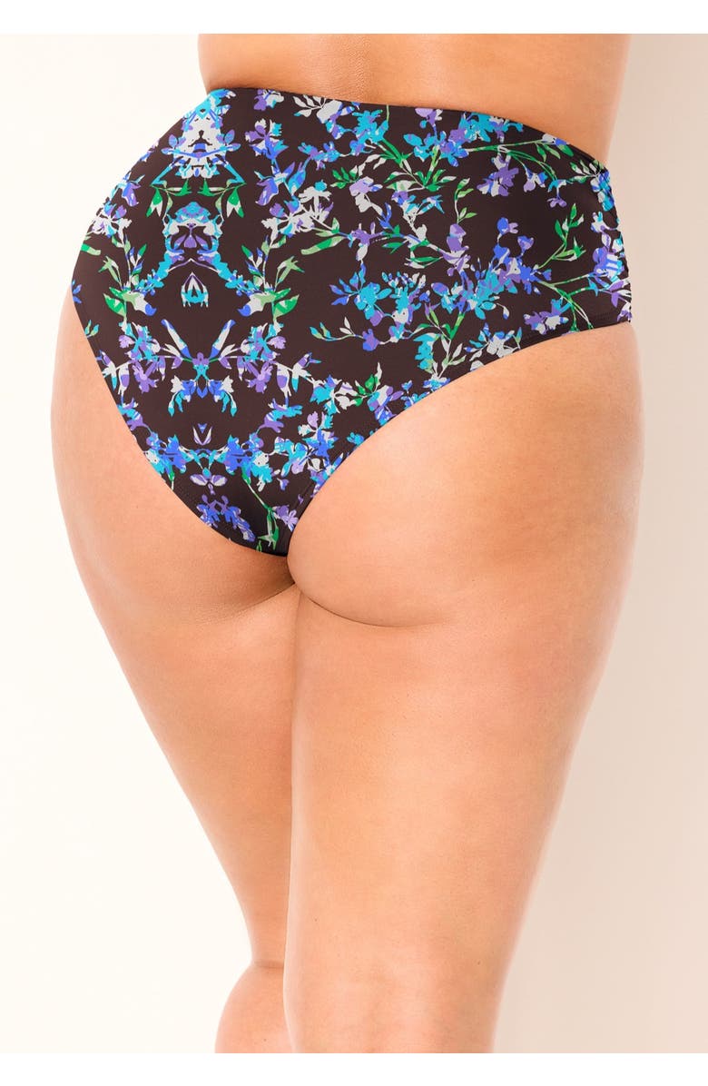 Swimsuits for All Side Shirred High Waist Swim Brief, Alternate, color, Espresso Floral