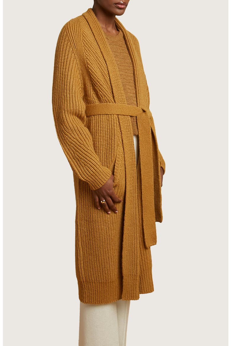 Erte Long Cardigan, Alternate, color, Golden