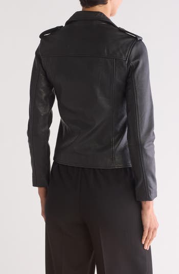 Elva Lambskin Leather Biker Jacket