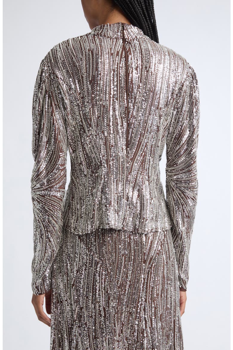 Sequin & Bead Embellished Top, Alternate, color, SILVER / BROWN