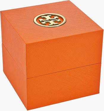 Tory Burch 'Reva' Logo Dial Double Wrap Leather Strap Watch