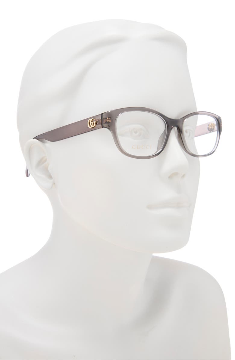 Gucci 51mm Rectangular Optical Glasses, Alternate, color, Grey Grey Transparent