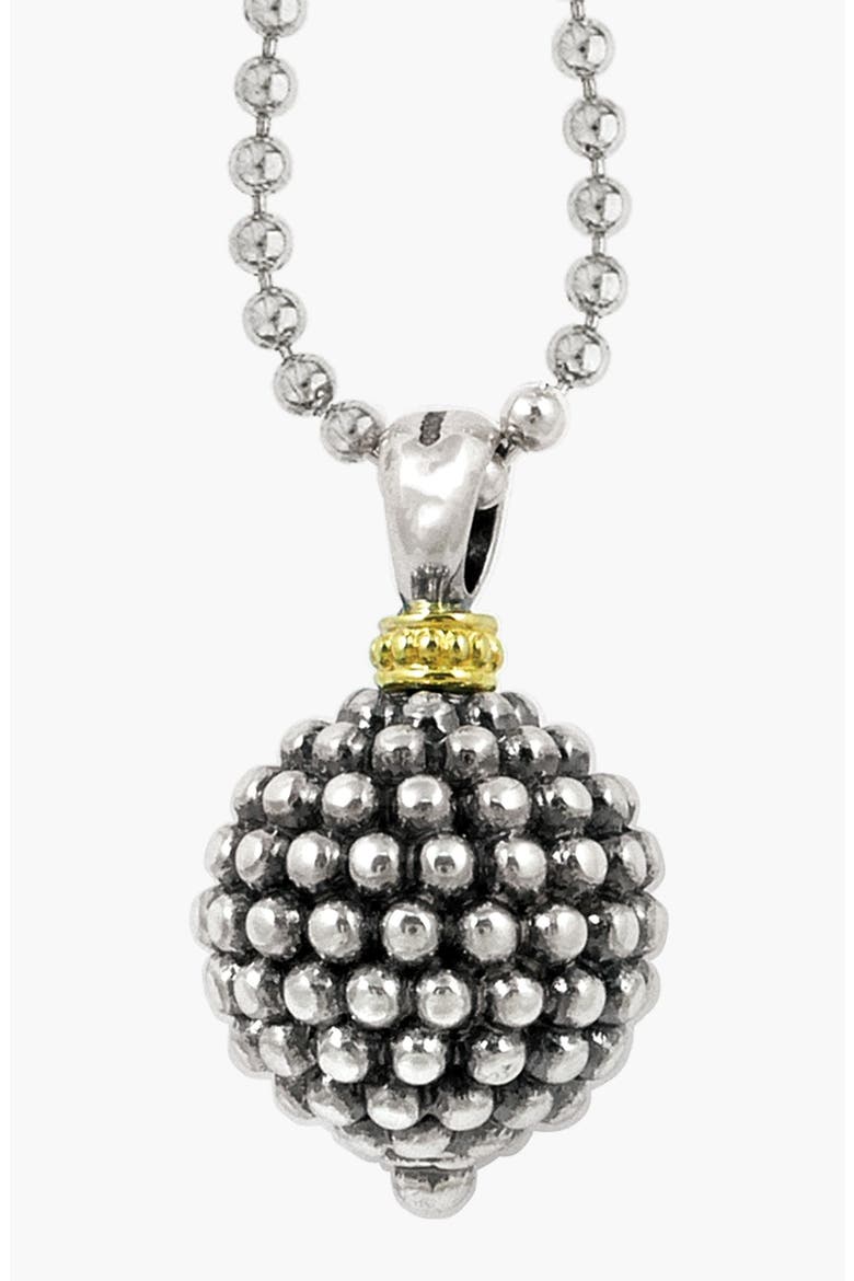 Sterling Silver Ball Long Pendant Necklace, Alternate, color, CAVIAR BALL