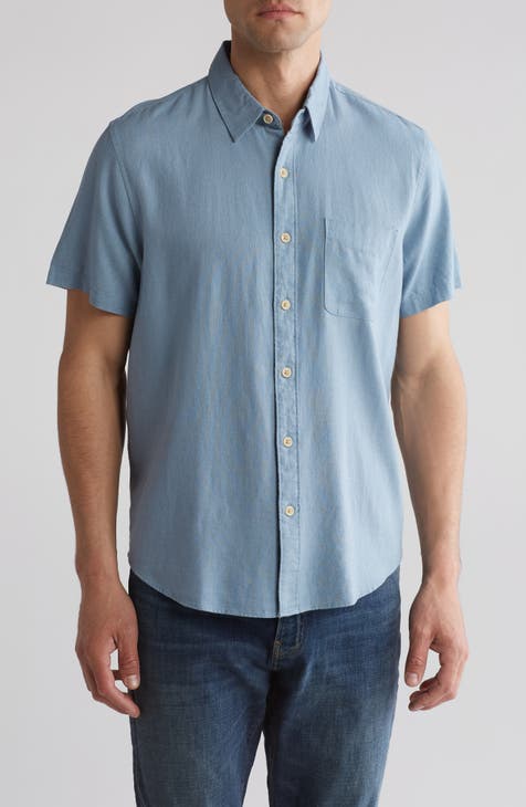 San Gabriel Short Sleeve Linen Blend Button-Up Shirt