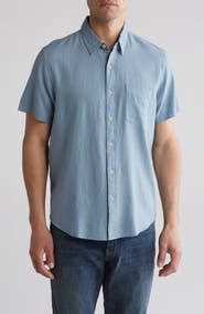 Lucky Brand San Gabriel Short Sleeve Linen Blend Button-Up Shirt