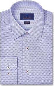David Donahue Regular Fit Micropattern Cotton Dobby Dress Shirt