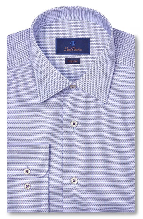 David Donahue Regular Fit Micropattern Cotton Dobby Dress Shirt In Purple