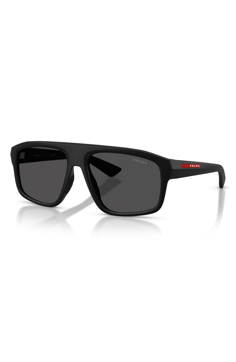 Prada Linea Rossa 59mm Shield Sunglasses, Alternate, color, Matte Black / Dark Grey