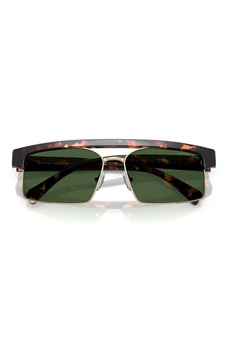 Saint Lucia 59mm Rectangular Sunglasses, Alternate, color, DARK TORTOISE / GREEN