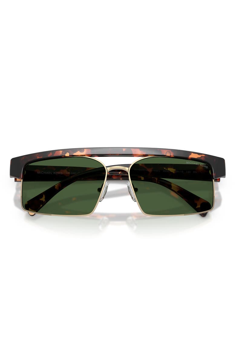 Michael Kors Saint Lucia 59mm Rectangular Sunglasses, Alternate, color, Dark Tortoise / Green